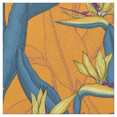 Tissu Oiseau de fleurs paradisiaques sur orange (Détail)