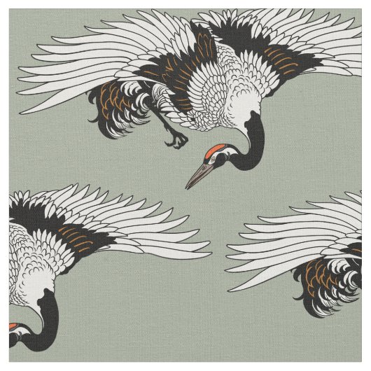 Tissu oiseau de grue japonais (Fermer)