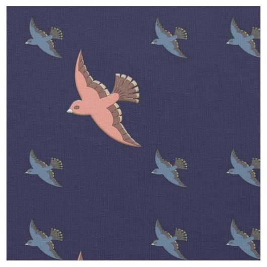 Tissu Oiseau de vol vintage d'art déco d'impression (Fermer)