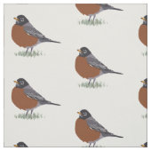 Tissu Oiseau dessiné par Digital rouge de Robin (Échantillon)