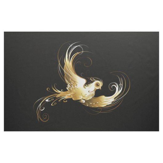 Tissu Oiseau doré sur fond noir (Yard)