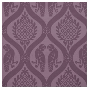 Tissu Oiseau et grenade, aubergine