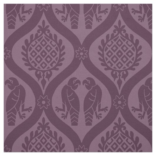 Tissu Oiseau et grenade, aubergine (Échantillon)