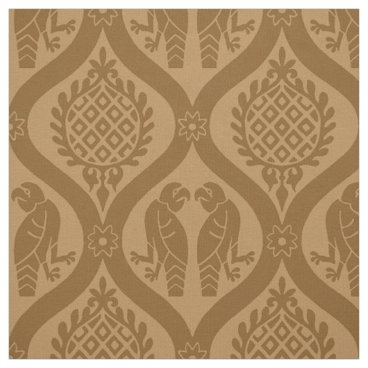 Tissu Oiseau et grenade, Caramel brûlé (Échantillon)