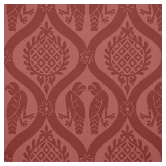 Tissu Oiseau et grenade, rouge brique