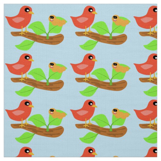 Tissu Oiseau et ver tôt (Échantillon)