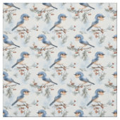 Tissu Oiseaux bleus sur Branches (Échantillon)