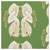 Tissu Oiseaux celtes d'or et de blanc (Fermer)