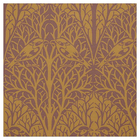 Tissu Oiseaux dans les épais, les ambres foncées (Échantillon)