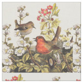 Tissu Oiseaux de printemps Robin Oiseaux rouges (Fermer)