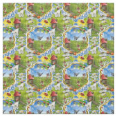 TISSU OISEAUX-ÉCHES ET BOUTEILLES (Échantillon)