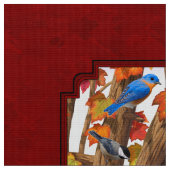 Tissu Oiseaux en automne Maple Tree Red (Fermer)