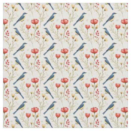 Tissu Oiseaux et fleurs (Fermer)