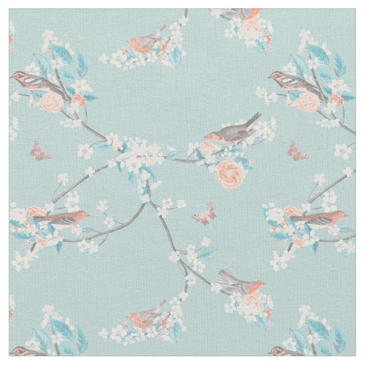 Tissu Oiseaux et fleurs (Fermer)