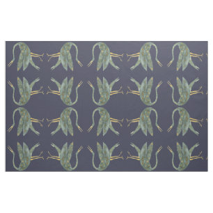 Tissu Oiseaux grues aquarelle bleu foncé modernes