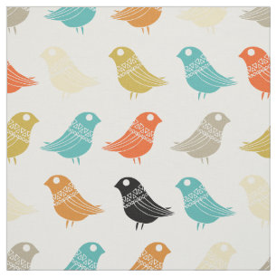 Tissu Oiseaux Mi-Siècle Moderne Coloré Motif rétro