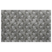 Tissu Oiseaux noirs couronnés et fleurs blanches sur gri (Fat Quarter)