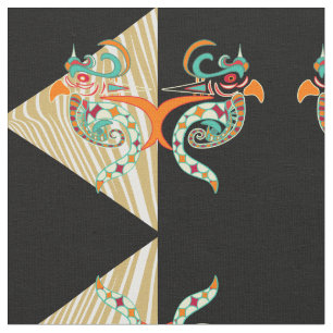 Tissu oiseaux ornementaux et zèbre