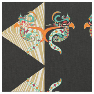Tissu oiseaux ornementaux et zèbre