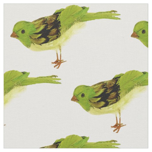 Tissu Oiseaux verts (Fermer)