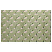 Tissu Oiseaux verts et flore rose (Fat Quarter)