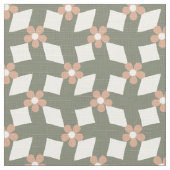 Tissu Olive Abstract Floral Grid - Polyester Weave (Détail)