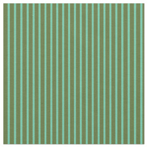 Tissu Olive foncé vert et Aquamarine Lines Motif