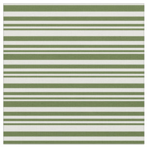 Tissu Olive foncé vert et blanc Motif