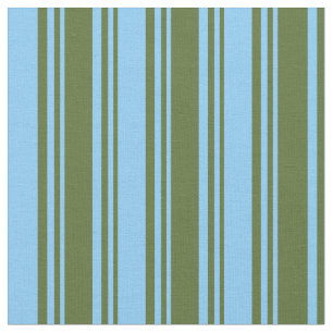Tissu Olive foncé vert et ciel clair bleu rayures