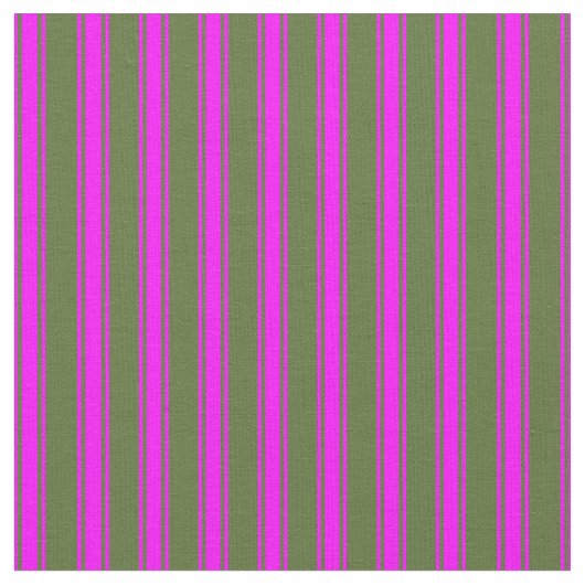 Tissu Olive foncé vert et Motif de rayures Fuchsia (Fermer)