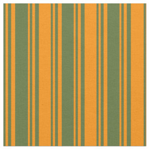 Tissu Olive foncé Vert et Orange foncé Lignes colorées