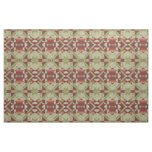 Tissu Olive Green Red Orange Ochre Brown aspect ethnique