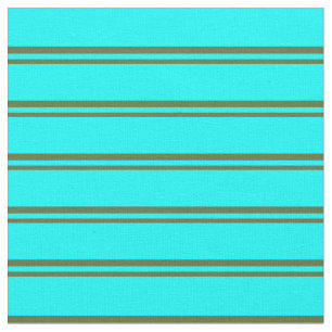Tissu Olive vert foncé et Aqua Motif rayé/linéaire