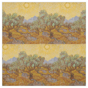 Tissu Oliviers de Van Gogh Soleil Jaune Ciel