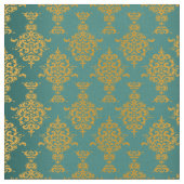 Tissu Or de damassé sur le vert turquoise (Fermer)