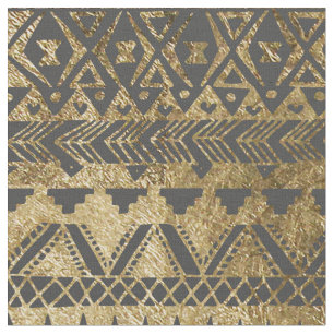Tissu Or élégant de Faux et Aztèque tiré par la main