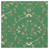 Tissu Or et copie verte de damassé de vacances (Fermer)