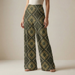 Tissu Or et noir Géométrique Oriental Arabesque