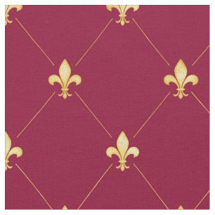 Tissu Or Fleur de Lis (moyenne gamme) Vin Rouge