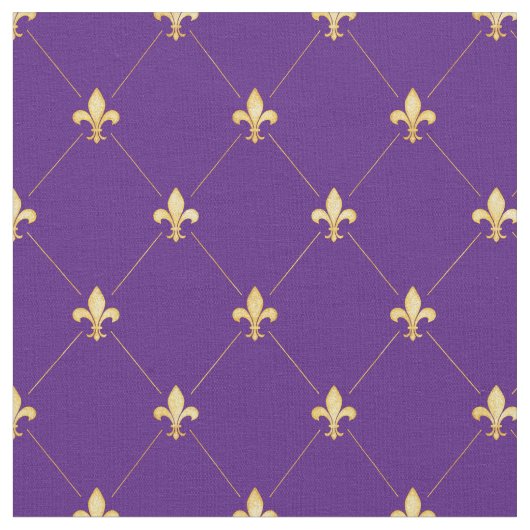 Tissu Or Fleur de Lis (petite échelle) violet (Fermer)