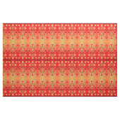 Tissu Or Rouge Vibrant Avec Vert (Fat Quarter)