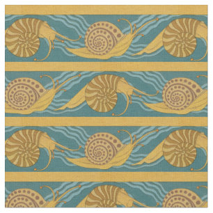 Tissu Or turquoise jaune bleu d'escargot d'impression de