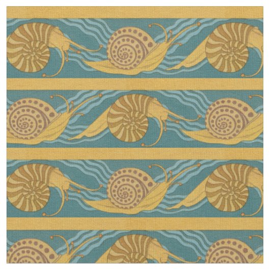 Tissu Or turquoise jaune bleu d'escargot d'impression de (Fermer)