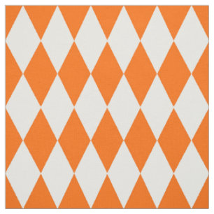 Tissu Orange blanc Arlequin Diamants Checkers Design