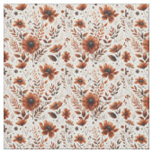 Tissu Orange botanique brûlée sur floral blanc (Échantillon)