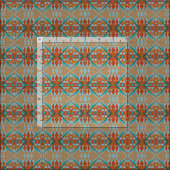 Tissu Orange Brown Turquoise Bleu Eclectique Ethnique (Carreau)