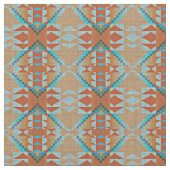 Tissu Orange Brown Turquoise Bleu Eclectique Ethnique (Fermer)