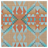Tissu Orange Brown Turquoise Bleu Eclectique Ethnique (Fermer)