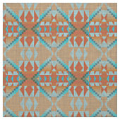 Tissu Orange Brown Turquoise Bleu Eclectique Ethnique (Échantillon)