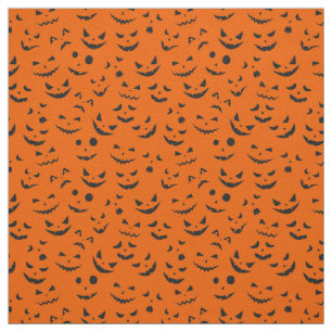 Tissu Orange Citrouille Smile Happy Halloween moderne